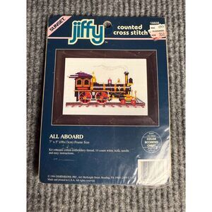 Vintage Sunset Jiffy Cross Stitch Kit - All Aboard Train Locomotive #16608